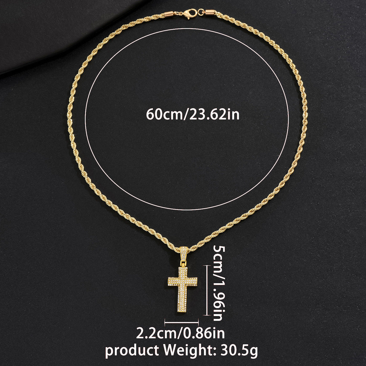 Crystal Cross Cuban Chain Necklace