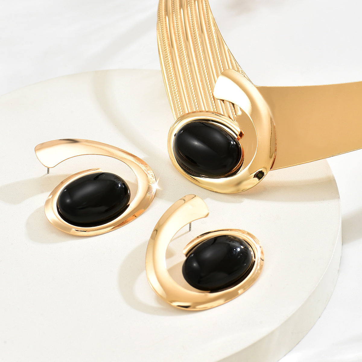 Geometric Gem Necklace & Earrings Set