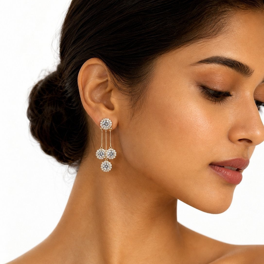 2026 new blue teardrop star wish french hepburn long tassel fashionable exquisite two-way earrings