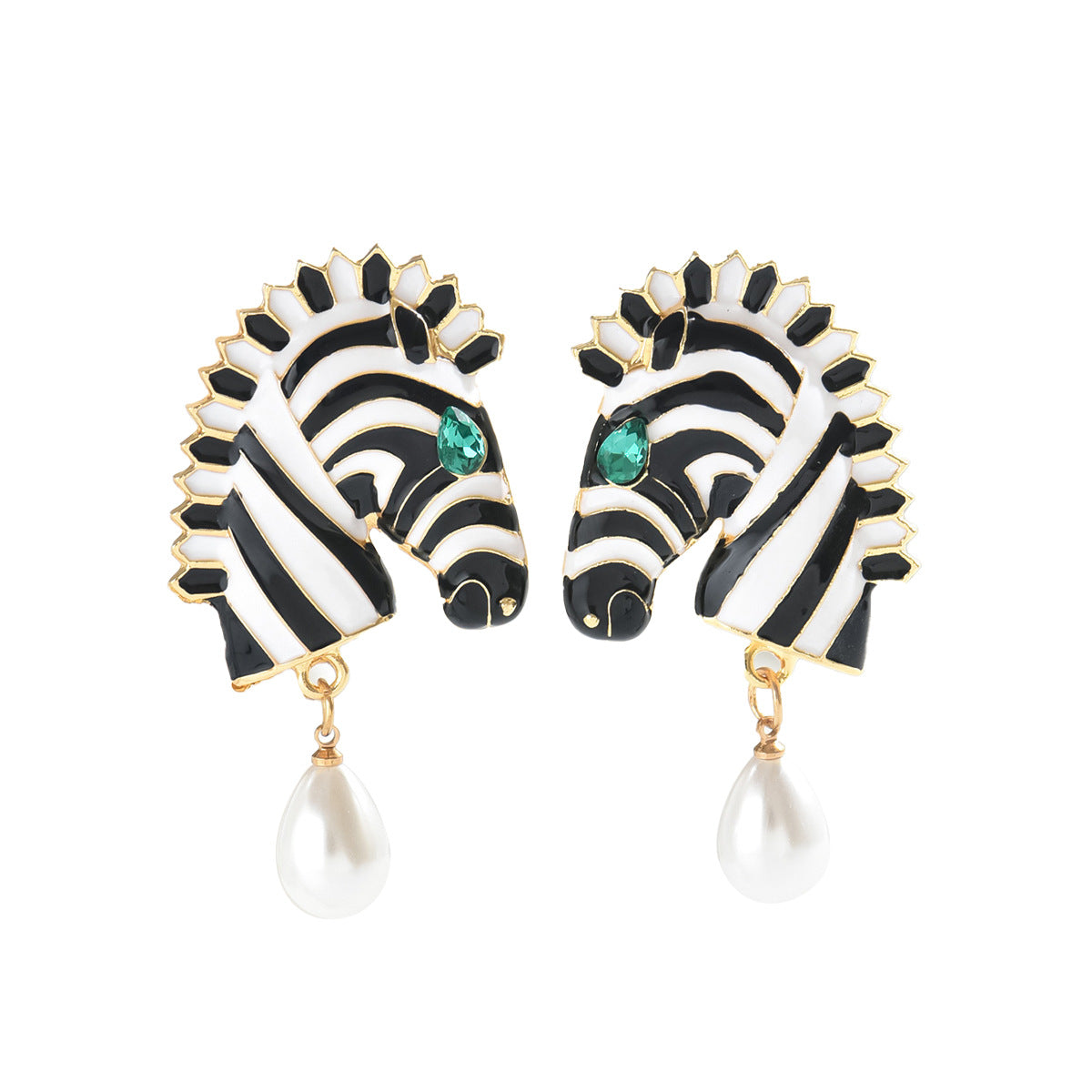 Zebra Pearl Drop Earrings