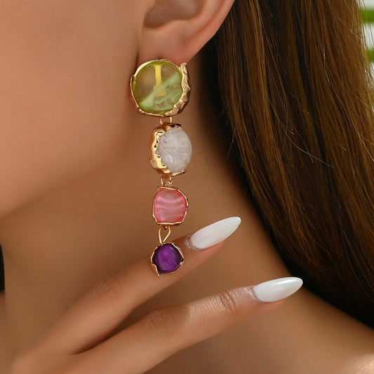 Gemstone Round Stud Earrings