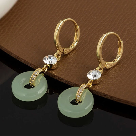 New safety buckle earrings New Year's gift Chinese style earrings simple temperament fashionable versatile women's Christmas gift
