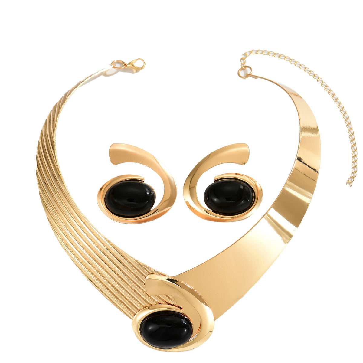 Geometric Gem Necklace & Earrings Set