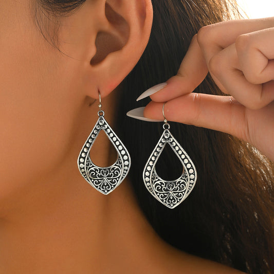 Vintage Hollow Geometric Stud Earrings