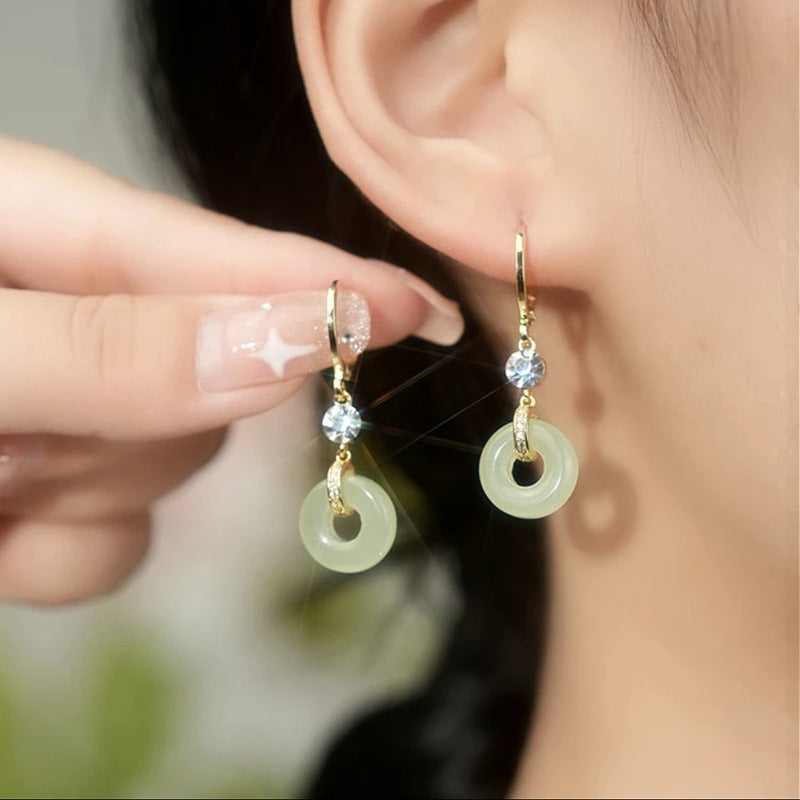 New safety buckle earrings New Year's gift Chinese style earrings simple temperament fashionable versatile women's Christmas gift