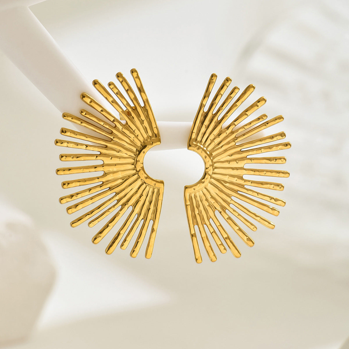 Fan-Shaped 18K Gold-Plated Stud Earrings
