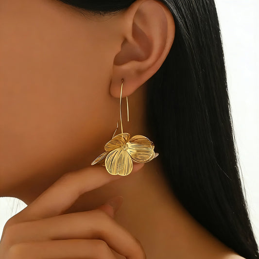 Hollow Metal Flower Earrings