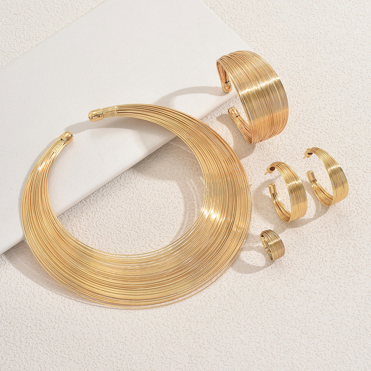 Layered Geometric Necklace & Bracelet Set