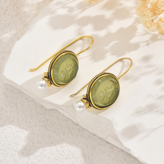 Emerald Green Geometric Earrings