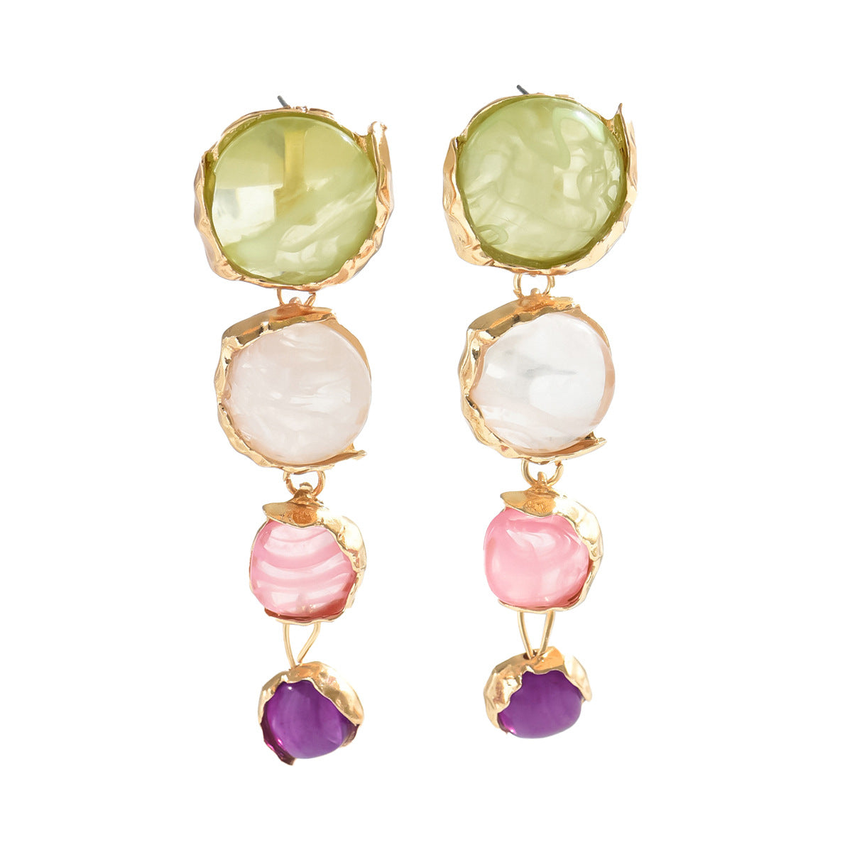 Gemstone Round Stud Earrings