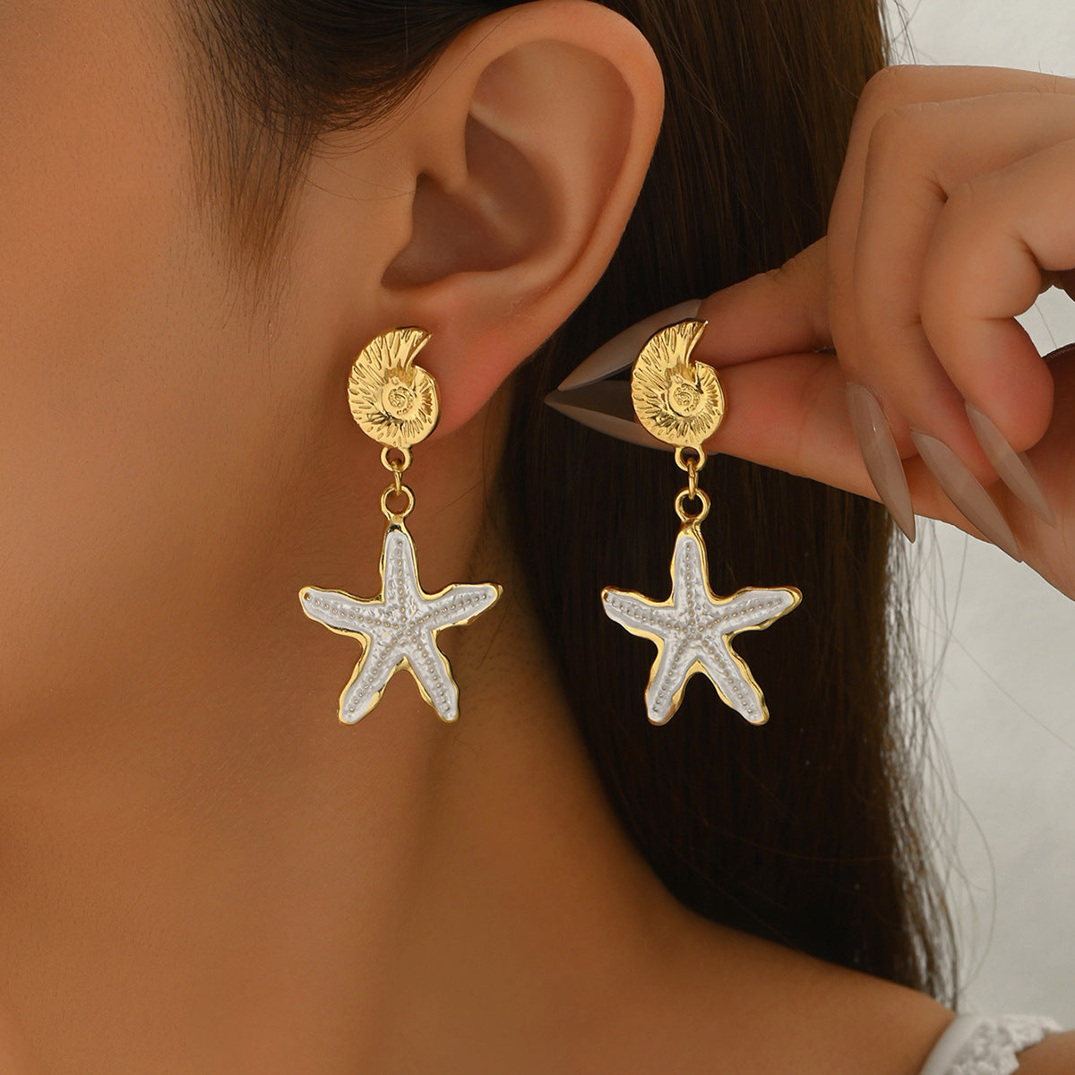 Crystal Starfish Stud Earrings