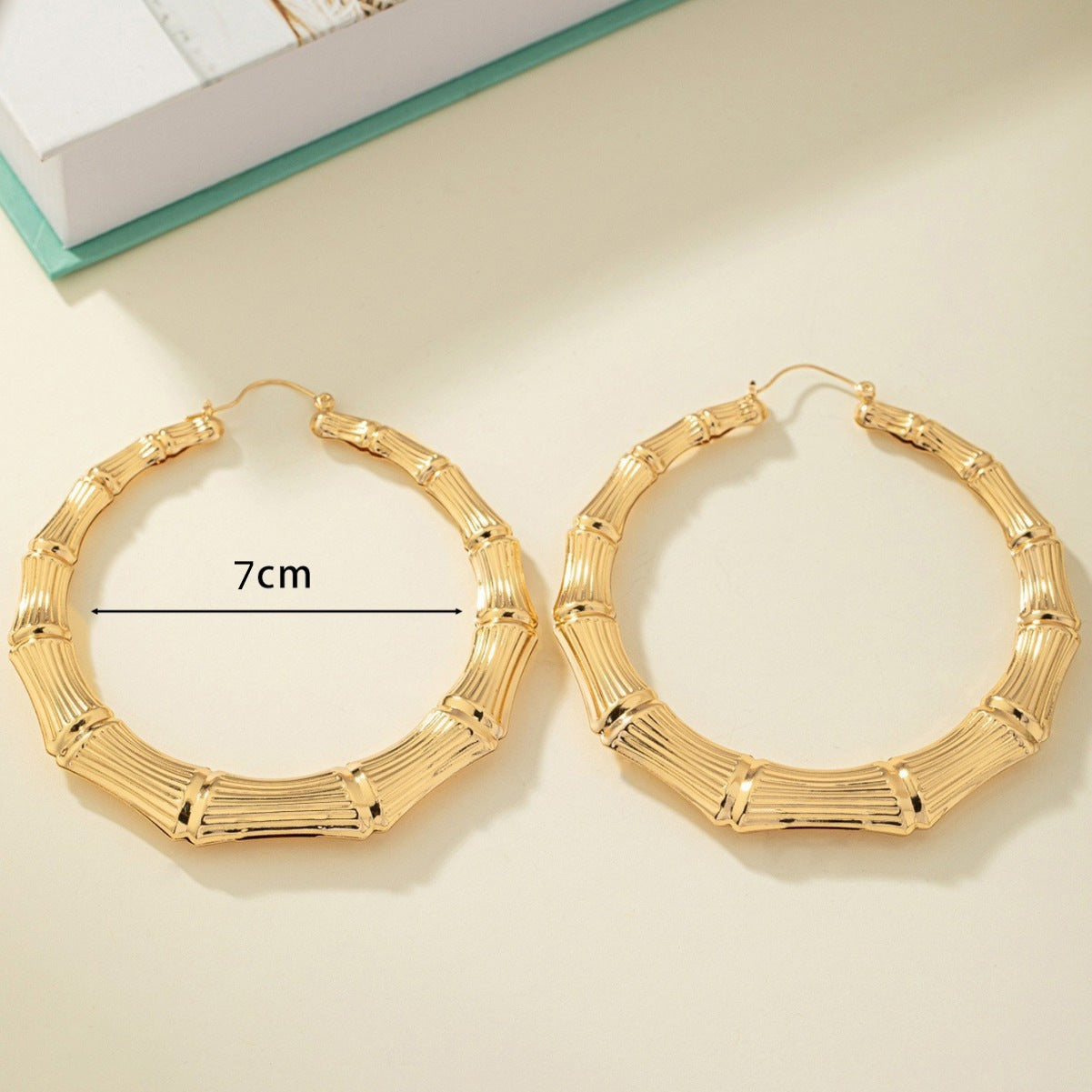Bamboo Hoop Stud Earrings