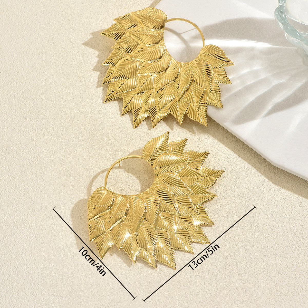 Metal Leaf Statement Earrings