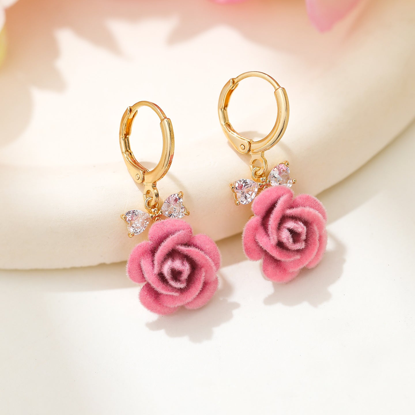 Rose Velvet Bow Earrings