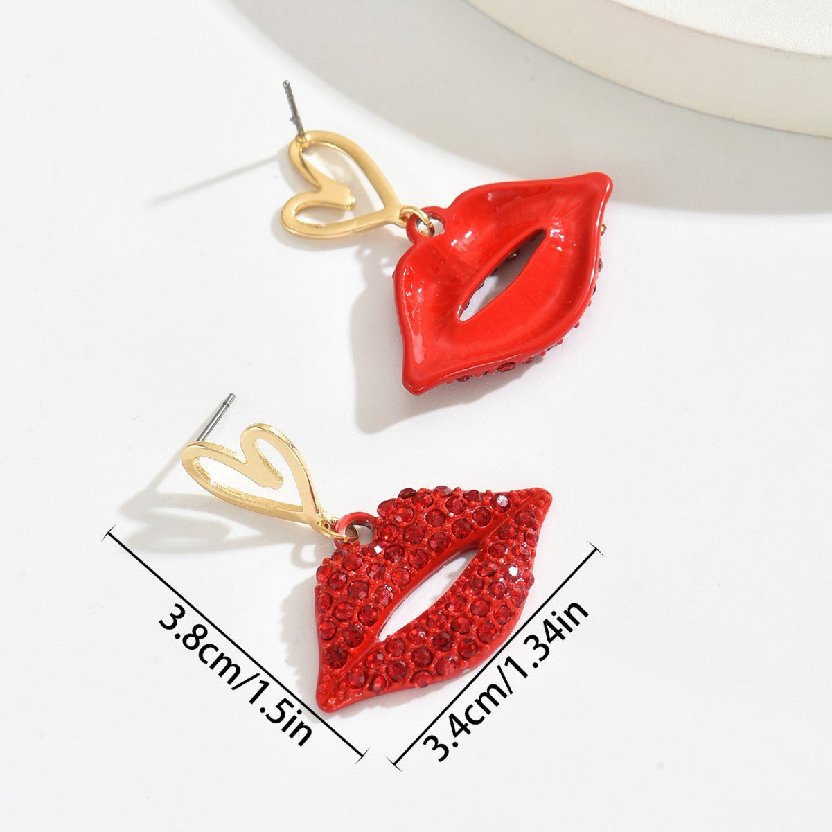 Heart & Lips Crystal Earrings