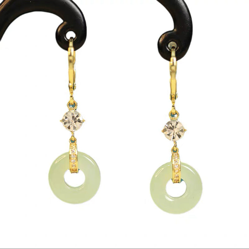 New safety buckle earrings New Year's gift Chinese style earrings simple temperament fashionable versatile women's Christmas gift