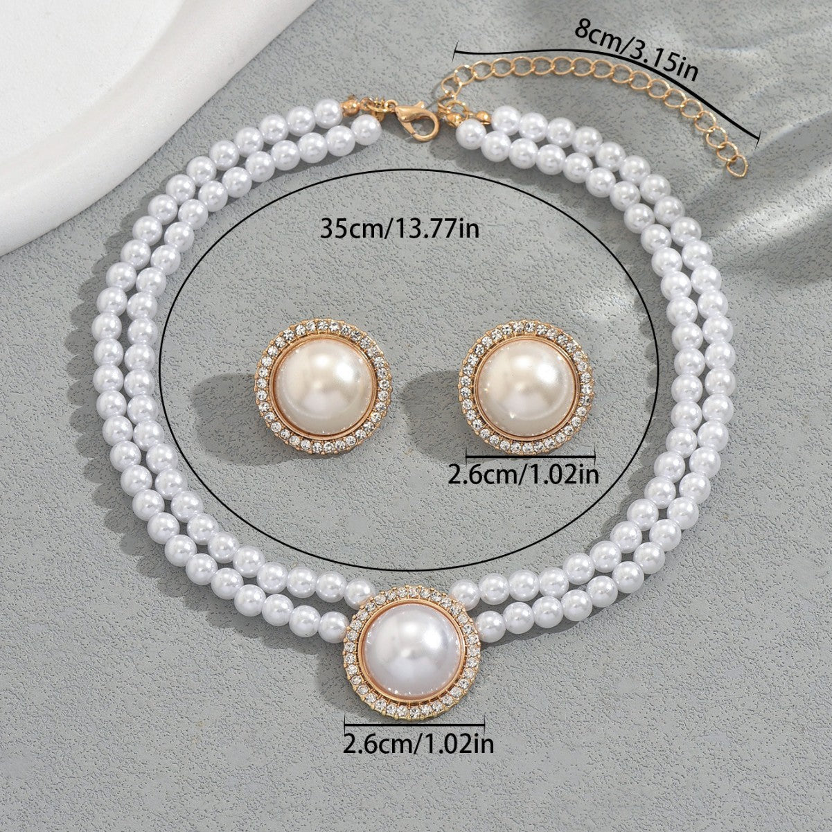 Pearl Pendant Necklace & Earrings Set
