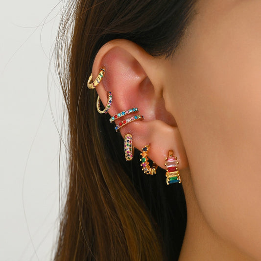 Colorful Crystal Hoop Earrings