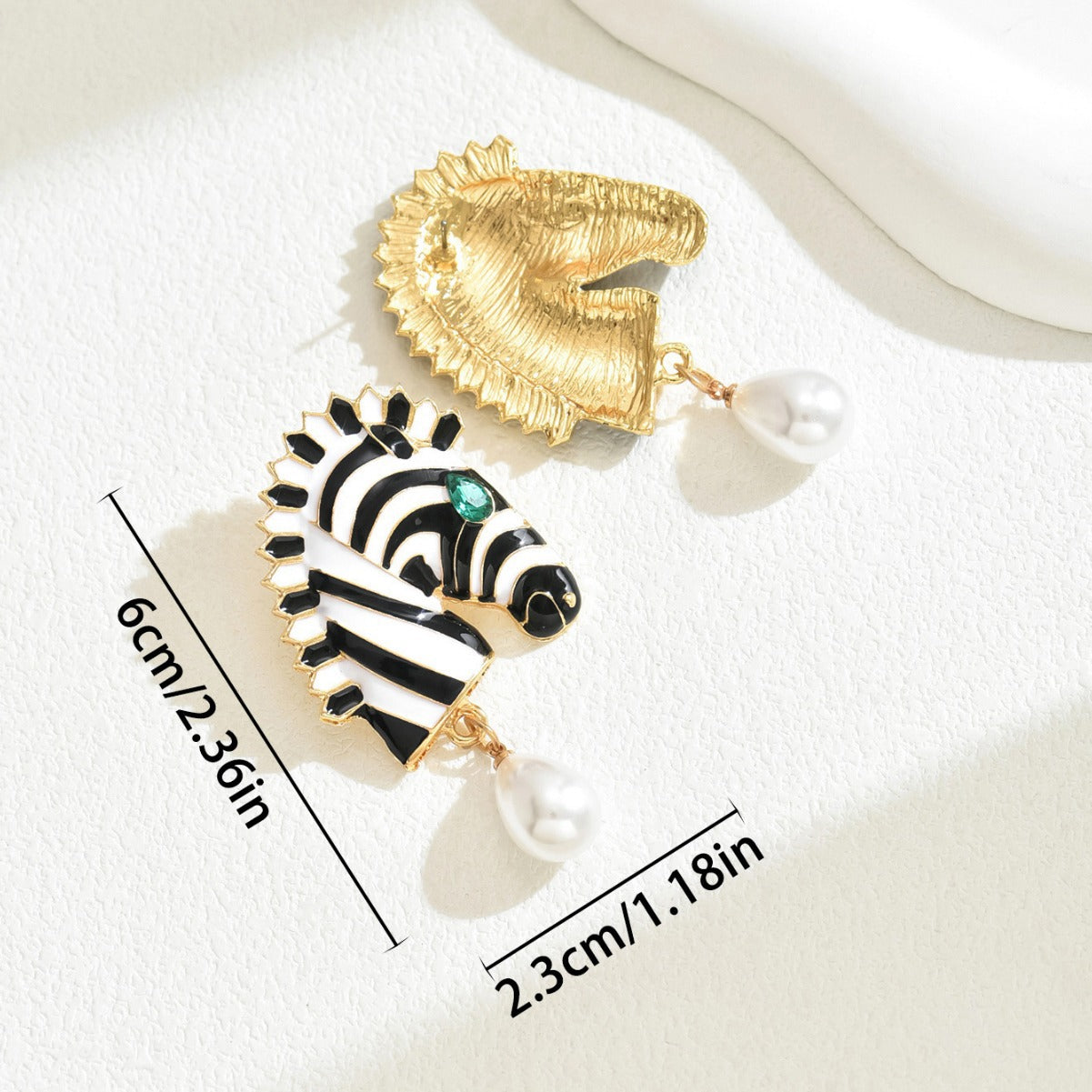 Zebra Pearl Drop Earrings