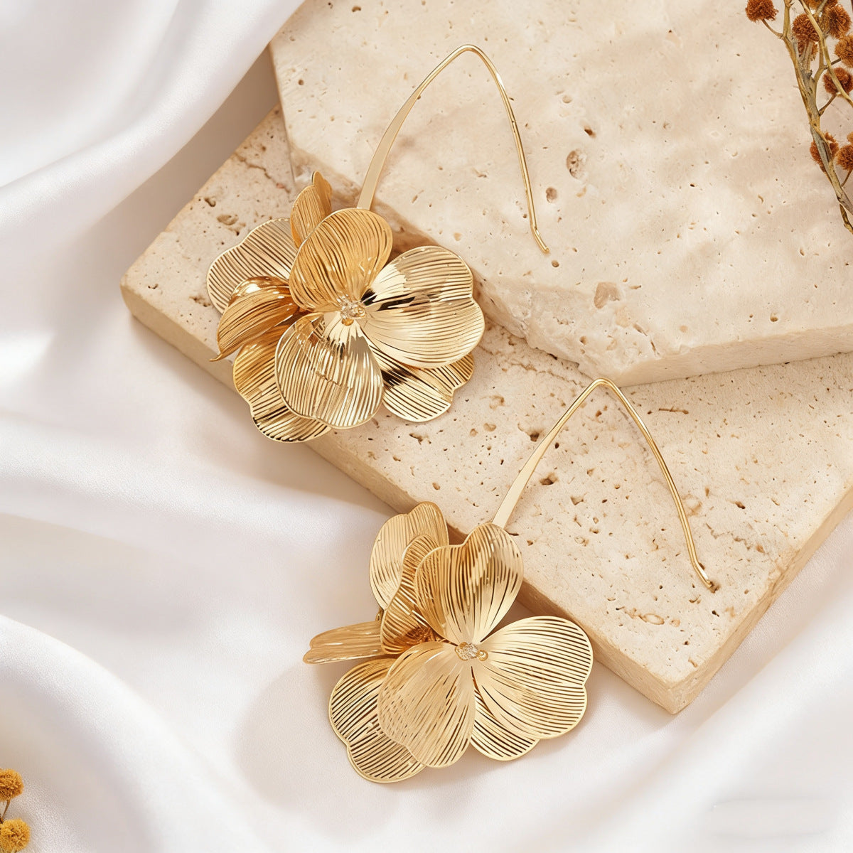 Hollow Metal Flower Earrings
