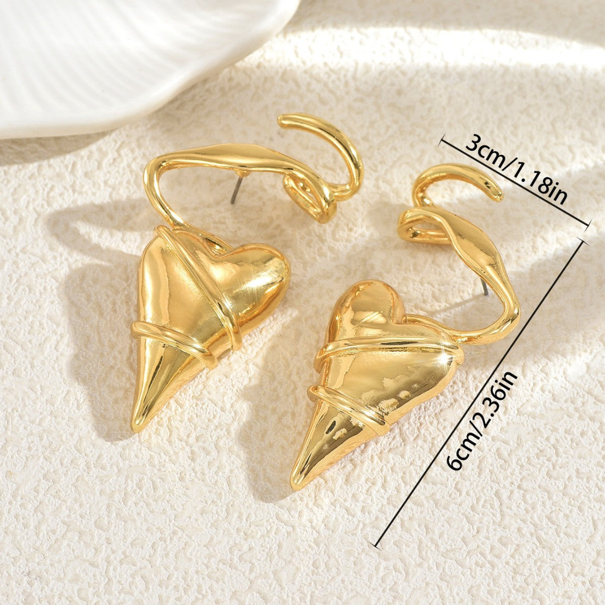 Geometric Heart Stud Earrings