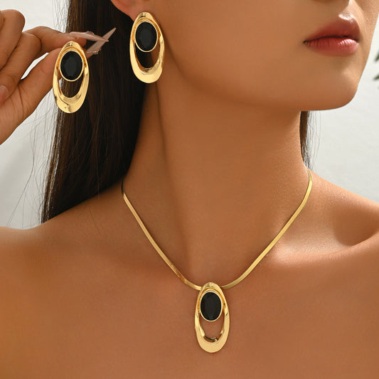 Crystal Drop Earrings & Long Necklace Set