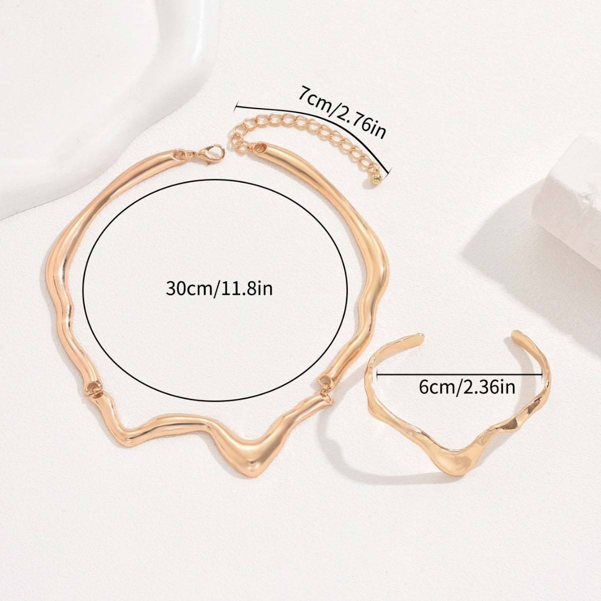 Sculptural Twist Choker & Bracelet Set