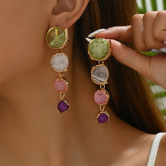 Gemstone Round Stud Earrings