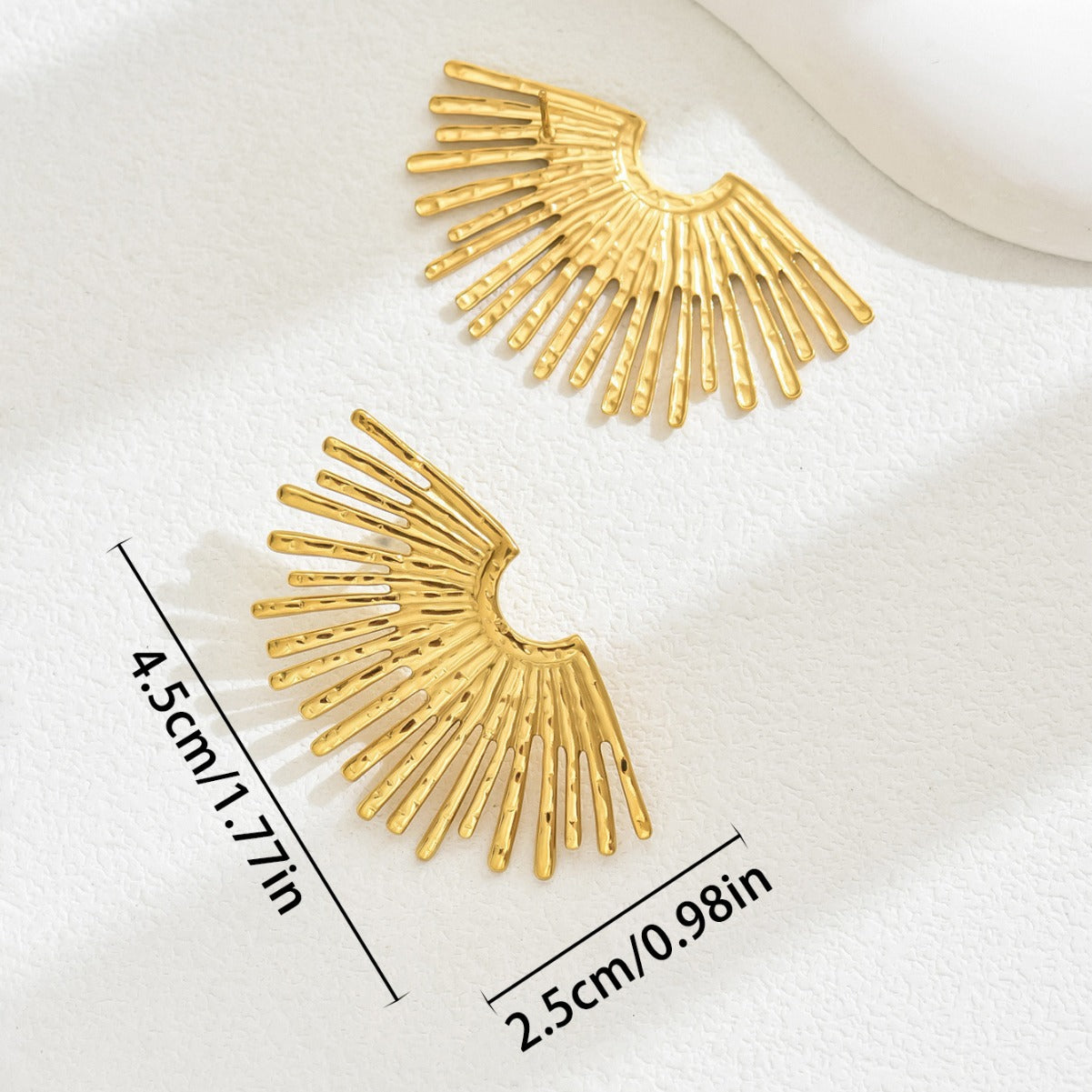 Fan-Shaped 18K Gold-Plated Stud Earrings