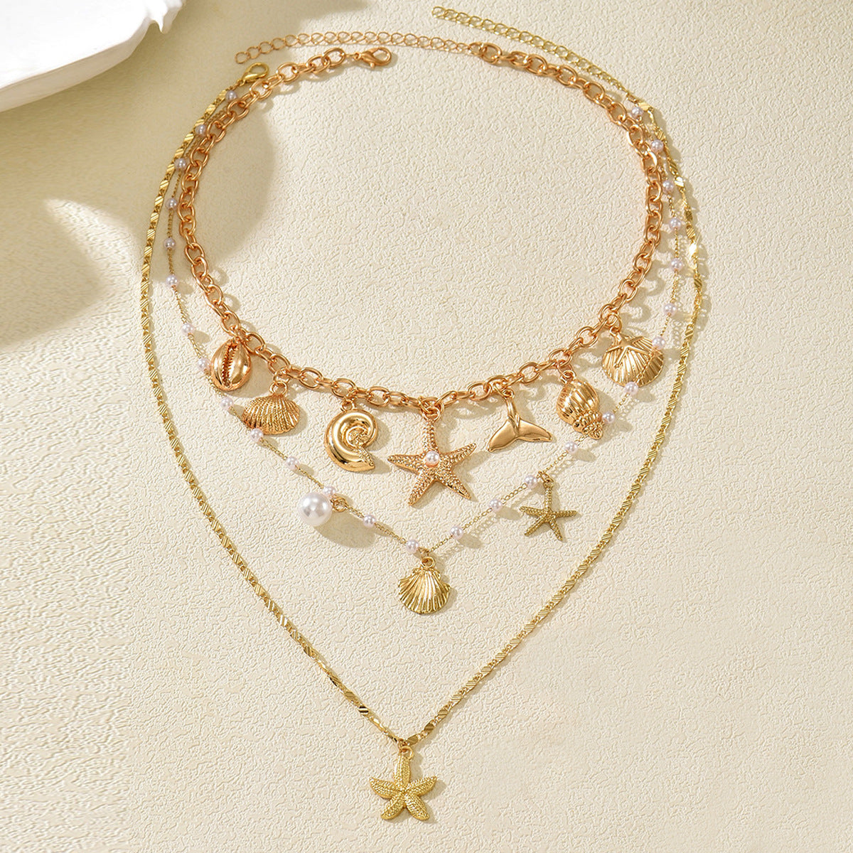 Shell Pearl Necklace & Bracelet Set