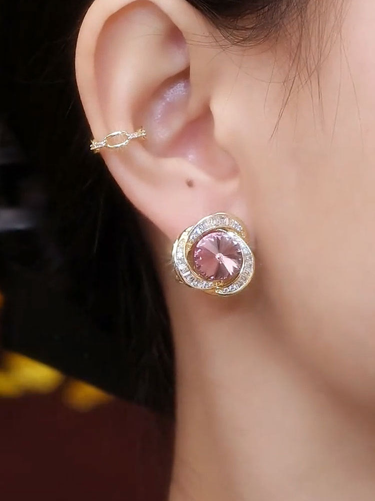super flash purple ear buckle women's light luxury high-end autumn and winter new niche earrings high-end face-showing thin earrings