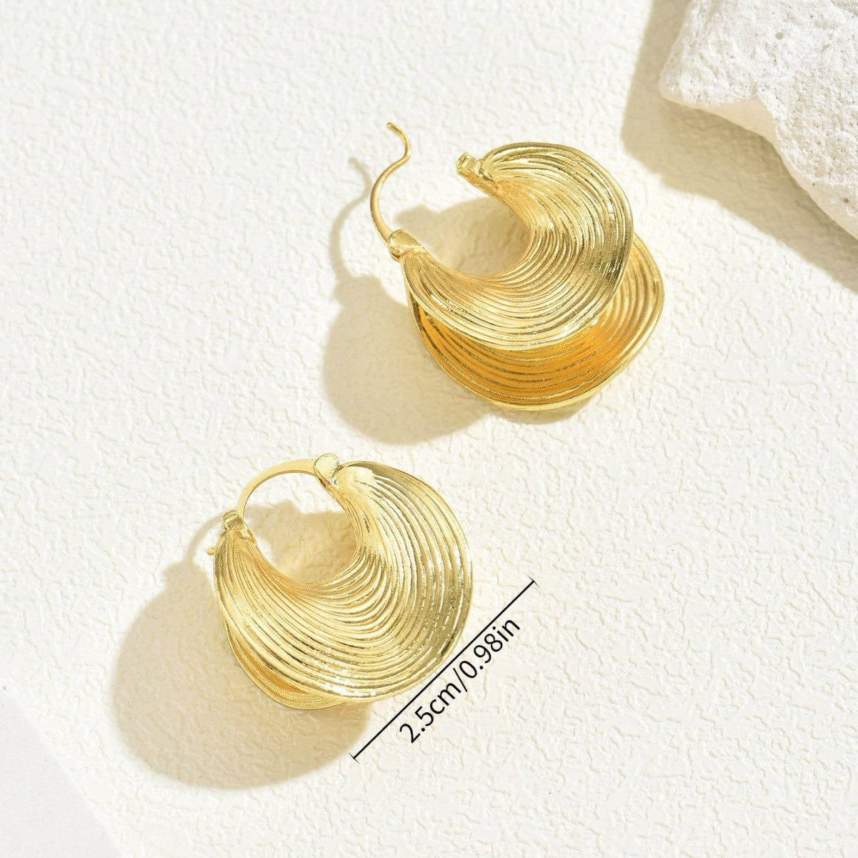 Striped Fan Stud Earrings