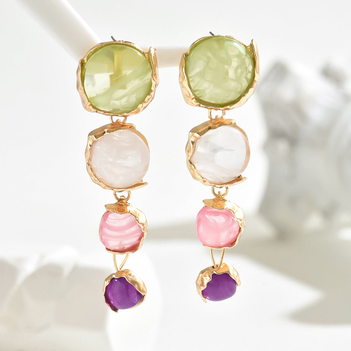 Gemstone Round Stud Earrings