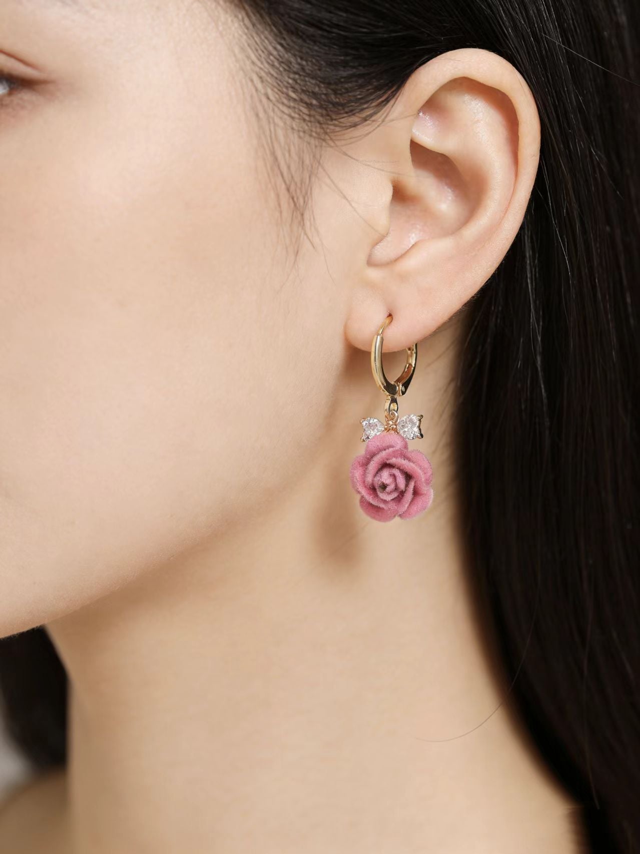 Rose Velvet Bow Earrings