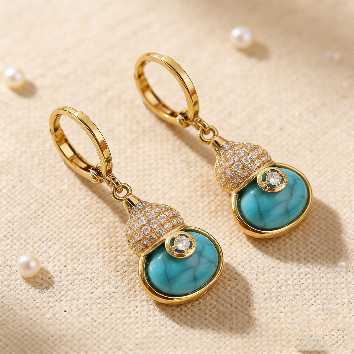 new chinoiserie turquoise gourd clavicle chain women's micro-set full zirconium niche design fashion necklace