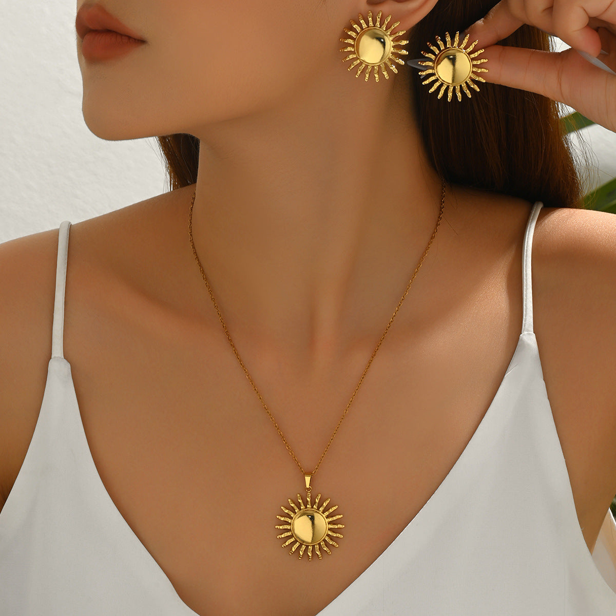 Multi-Charm Earrings & Long Necklace Set
