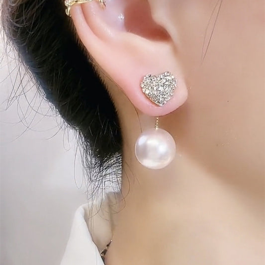 new simple temperament girl earrings, one pair of pearl love earrings, small fragrant peach heart earrings