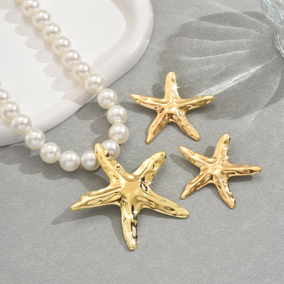 Starfish Pearl Necklace & Earrings Set