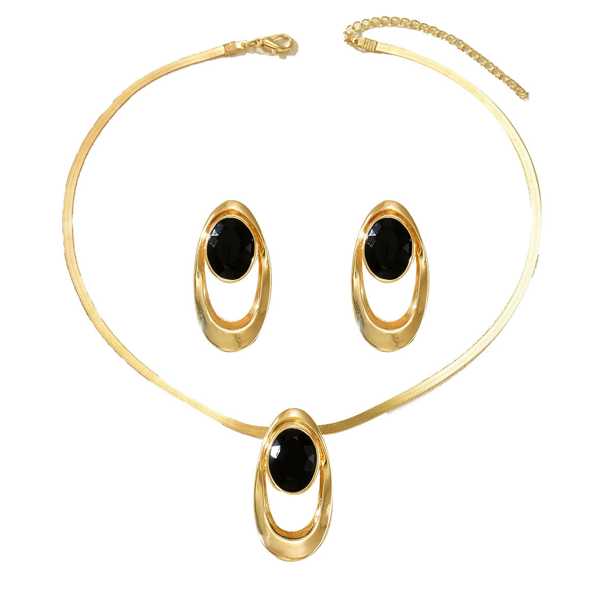 Crystal Drop Earrings & Long Necklace Set