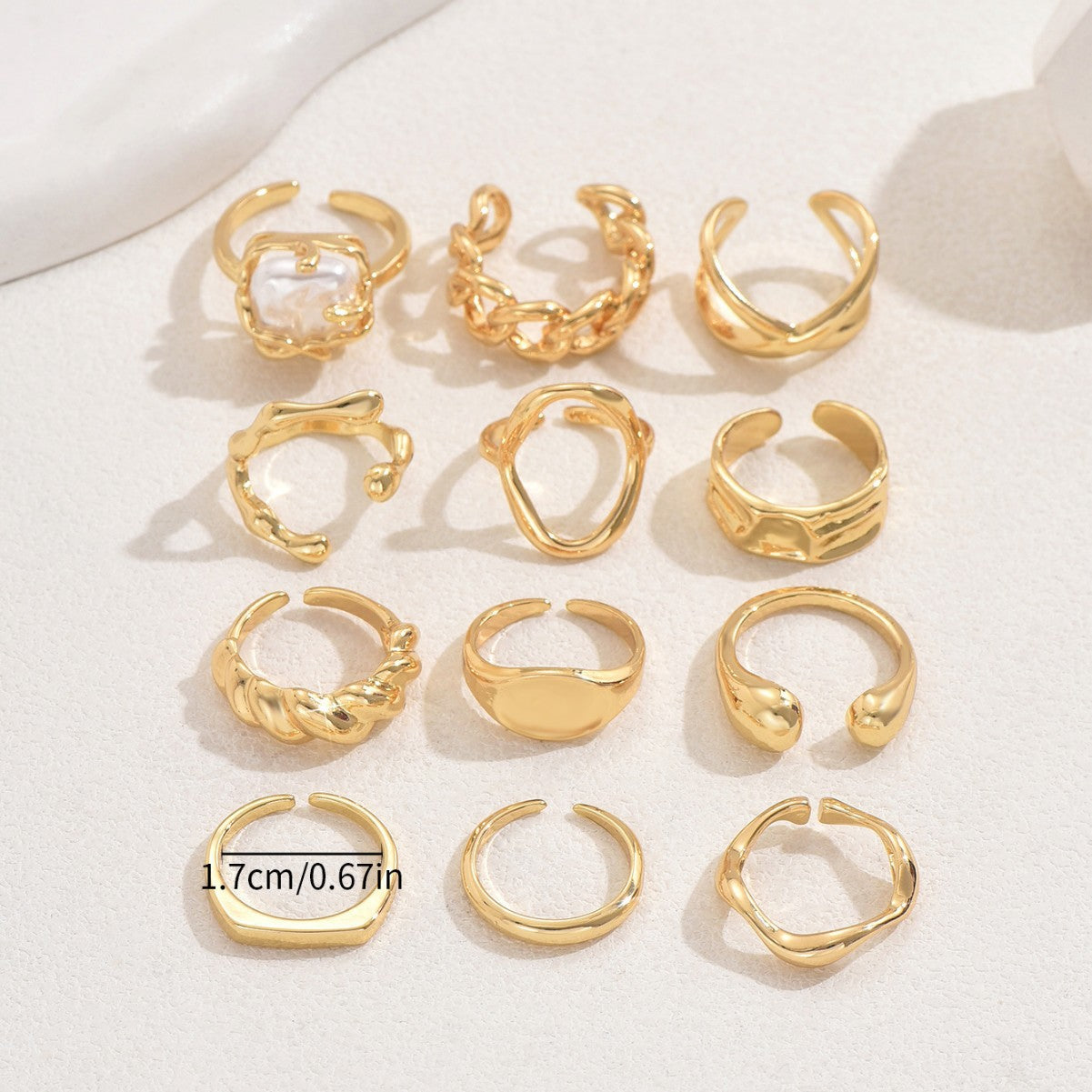 Adjustable Geometric Open Ring Set