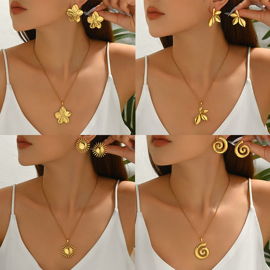 Multi-Charm Earrings & Long Necklace Set