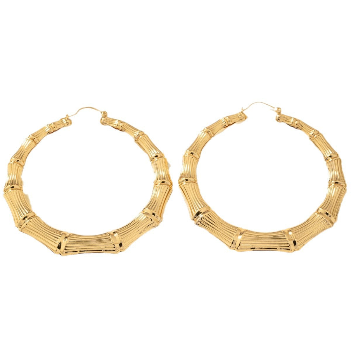 Bamboo Hoop Stud Earrings