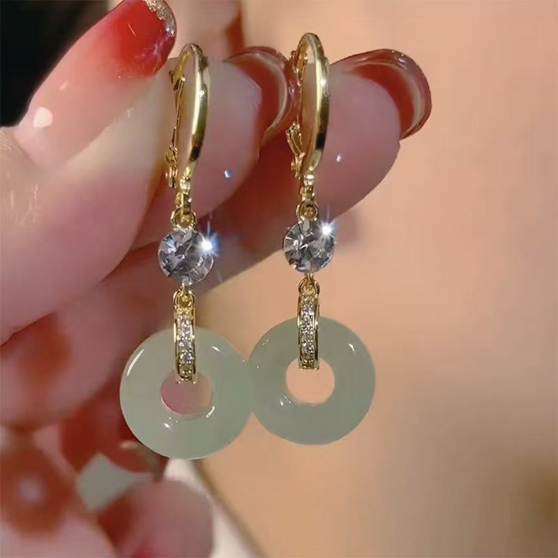 New safety buckle earrings New Year's gift Chinese style earrings simple temperament fashionable versatile women's Christmas gift